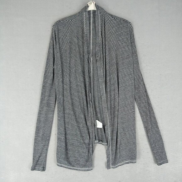 Billabong Long Open Cardigan Womens XS Gray Striped Flowy Beach Layering Vibes - Picture 1 of 7